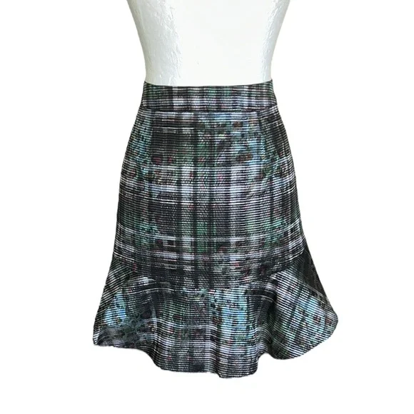 NEW Marie Oliver Filly Organza Mini Skirt in Inky Metallic Plaid Print - 4